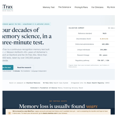 MemTrax app